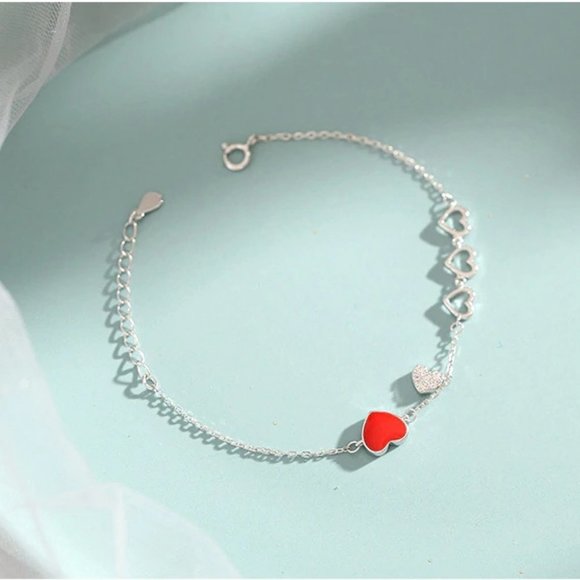Jewelry - NEW 925 Sterling Silver Diamond Heart Bracelet